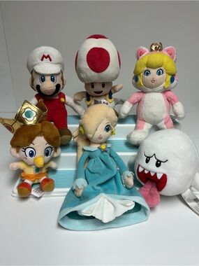 Nintendo Super Mario Plush Set - Cat Peach, Rosalina, Baby Daisy, Boo, Toad READ
